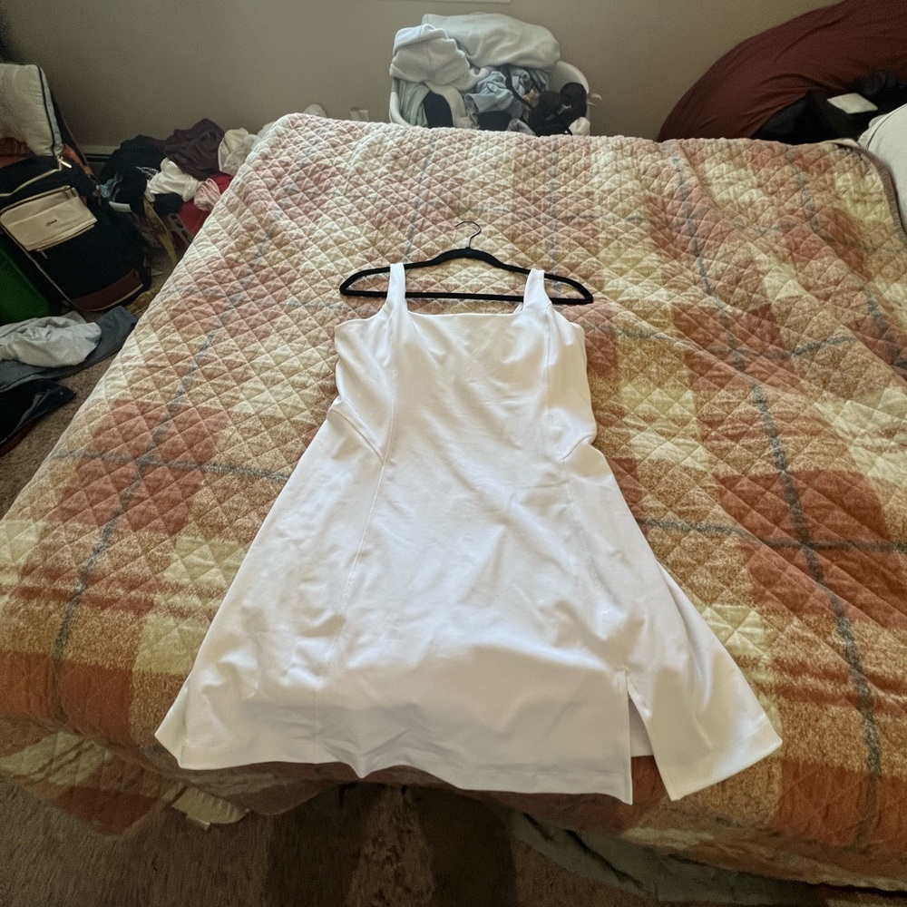 White athletic Dress built in shorts and pockets